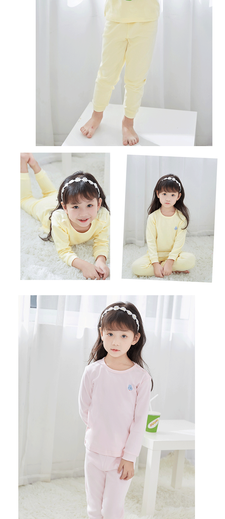 Bộ quần áo trẻ em cotton A Mùa xuân mềm mại cho trẻ em Áo dài tay cho bé Đồ lót màu rắn Bộ đồ ngủ OZAZA shop đồ bộ trẻ em cao cấp