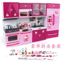 Nhà chơi cho trẻ em đặt ra đồ chơi nhà bếp bằng nước Mô phỏng dụng cụ nấu ăn mini Hellokitty Dụng cụ nhà bếp thế giới đồ chơi cho bé