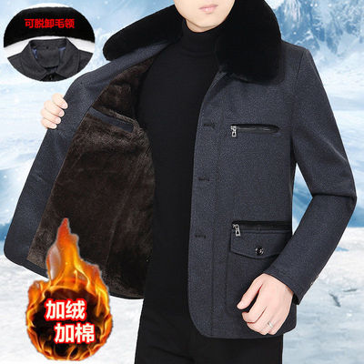 秋冬装中老年加绒男装外套秋季爸爸装夹克衫