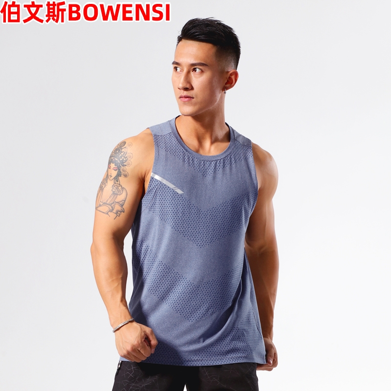 Sports Vest Men Wave Fitness Speed Dry breathable loose running basketball sleeveless quick dry wide shoulder blouse T-shirt suction sweats