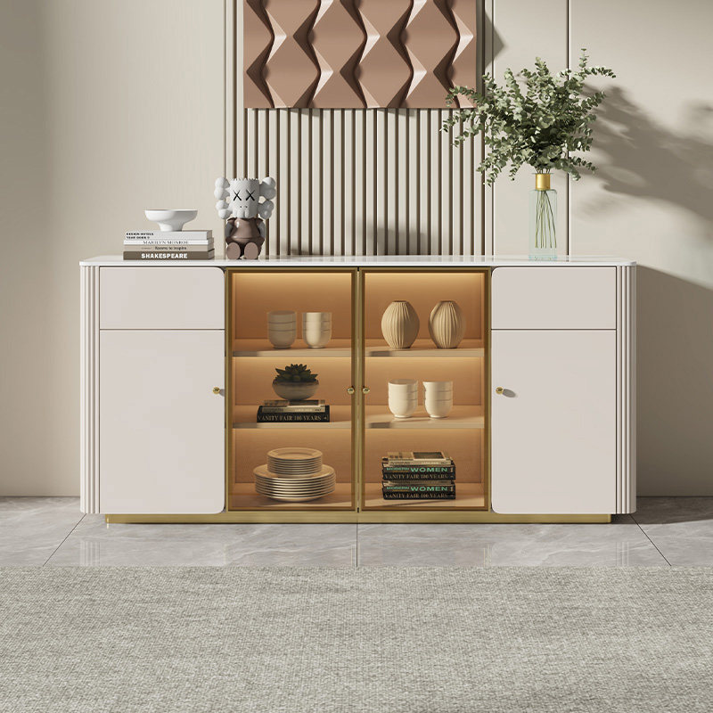 Light luxury slate dining cabinet against the wall small apartment home modern minimalist tea table storage personality porch cabinet paint