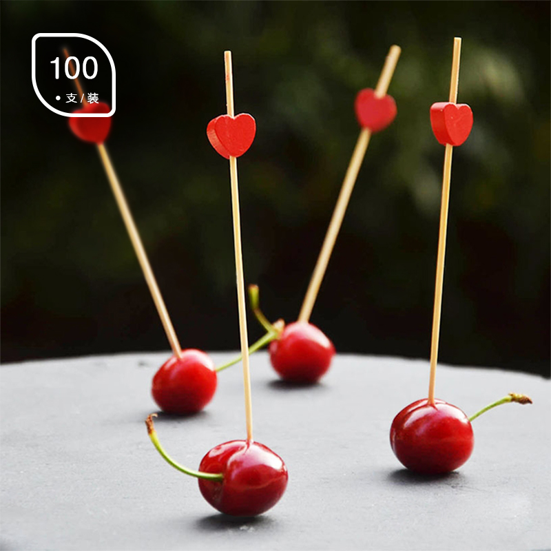 Creative disposable fruit sign art flower sign cocktail sign umbrella sign KTV bamboo sign red love string sign 100