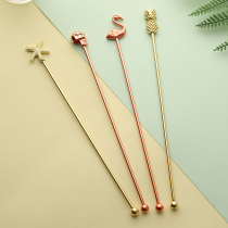 Stainless steel stirring stick coffee cocktail bartending tool flamingo pineapple decoration milk tea drink stick stirring stick