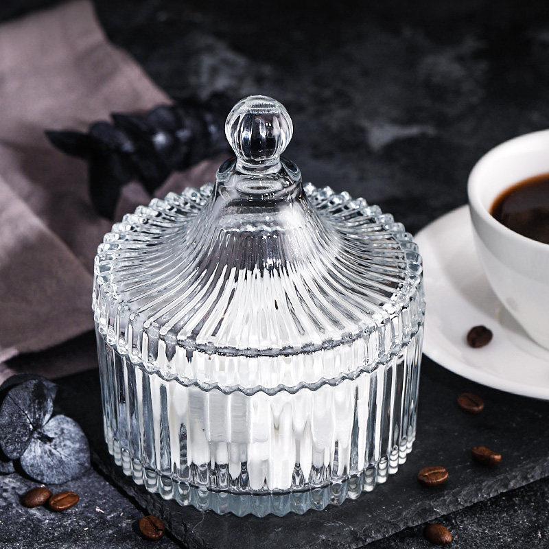 European style vintage coffee sugar cube jar simple glass sugar tank ins posing storage jar storage jar dried fruit cup