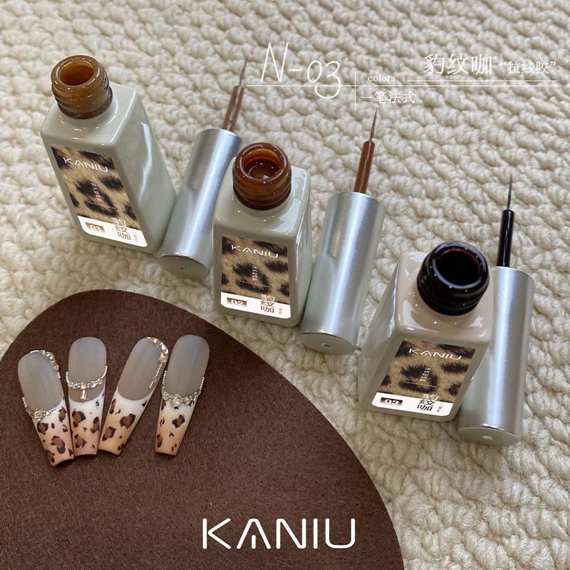 Kaniu Autumn and Winter New Leopard Print Coffee Color French Line Gel 2026 Coffee Brown Melard Whitening Three-Color Nail Polish Gel