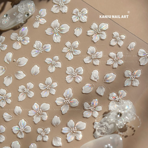 Наклейка для маникюра со стразами, трехмерные клейкие наклейки для ногтей для ногтей, новая коллекция, в цветочек, 3D