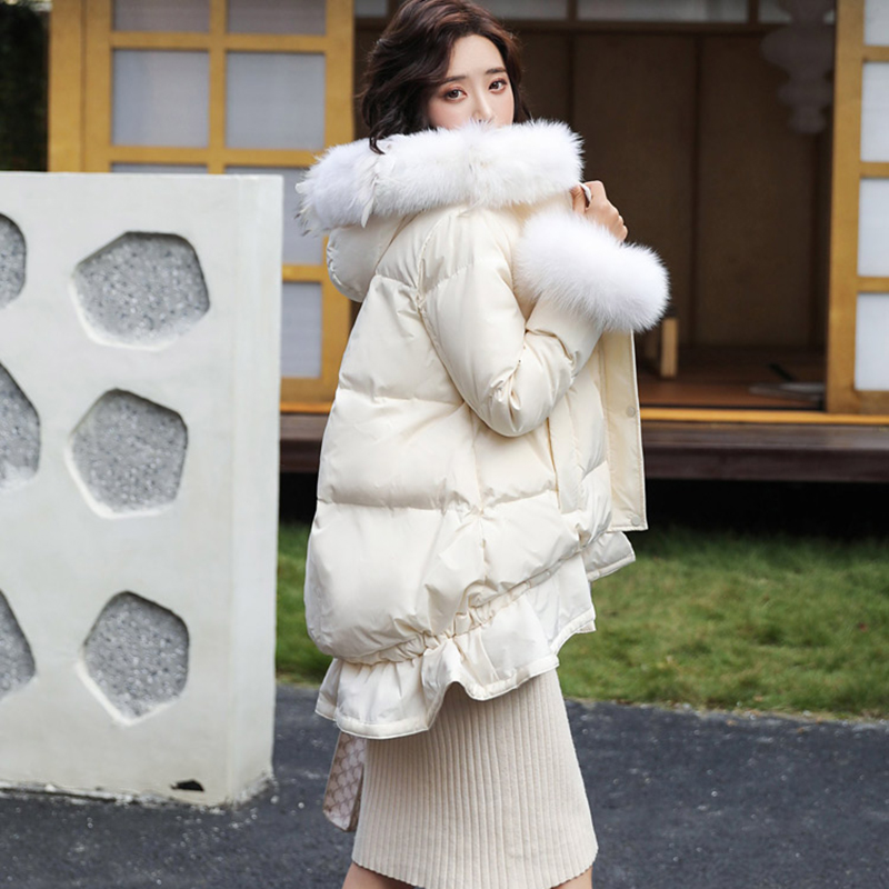 Exploits 2020 new port Wind cotton clothes Korean version loose lotus leaf side cotton padded jacket with long version cotton coat female winter jacket tide