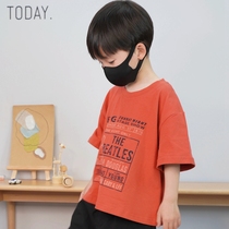 Boys short-sleeved T-shirt 21 summer new boys pure cotton childrens loose casual bottoming top childrens clothing custom tide