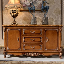 European marble sideboard tea storage cabinet American solid wood living room partition wall drawer sideboard