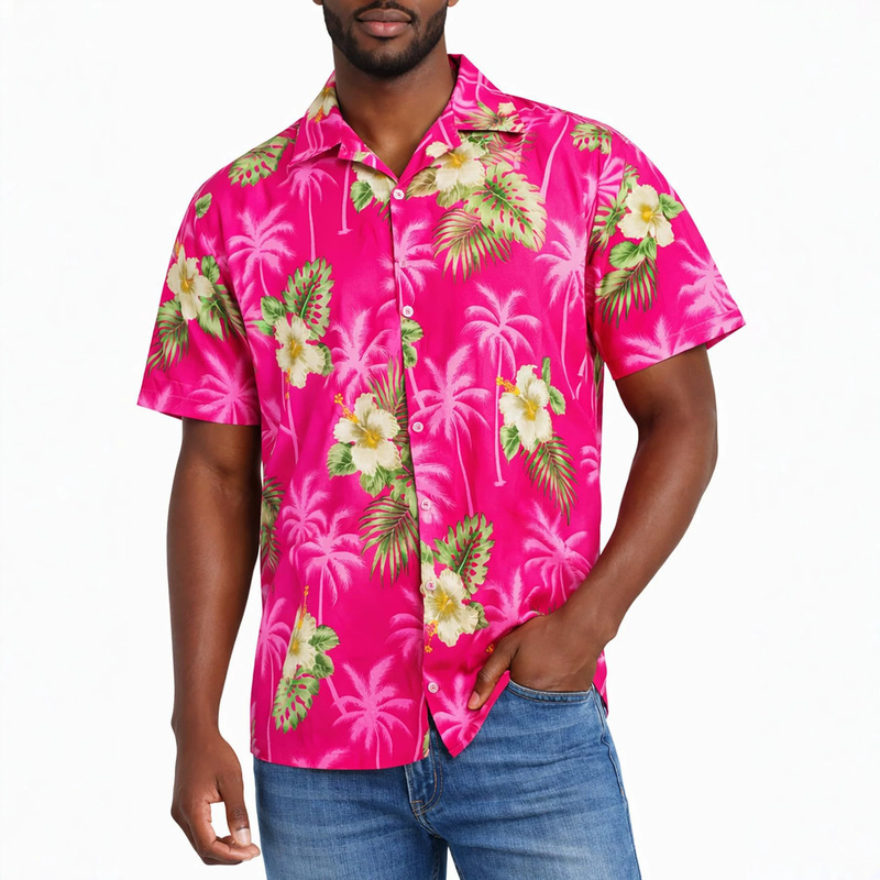 European and American African Men's Short-Sleeved Hawaiian Shirts, Fashionable 3D Printed Lapel Shirts, Suitable for Beach Vacations and Everyday Wear