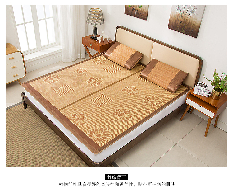 Cacbon đứng về phía gấp gương phụ ba mảnh mat đơn hoặc kép giường 1,2m /1.35/1.5/1.8m - Thảm mùa hè chiếu trúc 1m4
