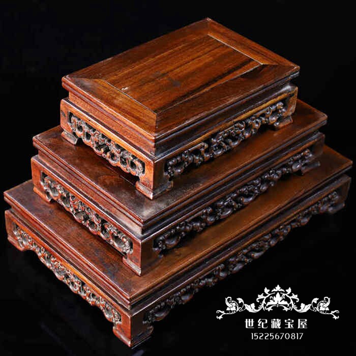 Boutique Antiquity Furniture Household decorative wooden carving crafts Large carved rectangular base fittings
