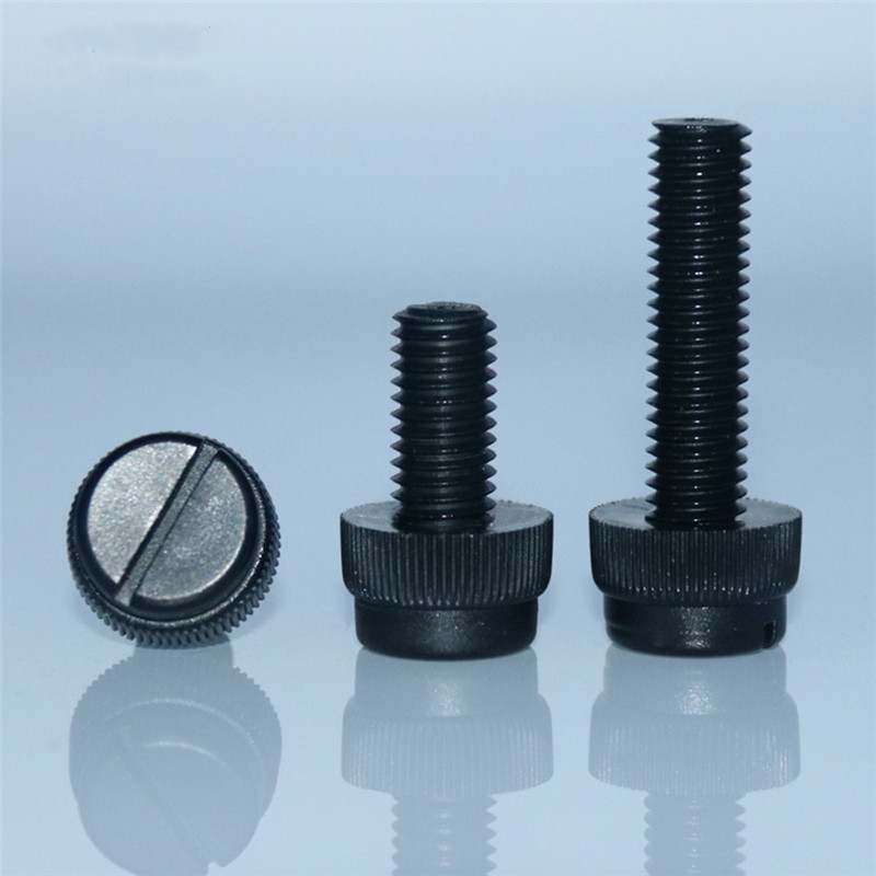 Insulated Black Nylon Screws M3-M8 Slotted Knurled Quick Tightening Plastic Screws Hand Tightening Plastic Screws