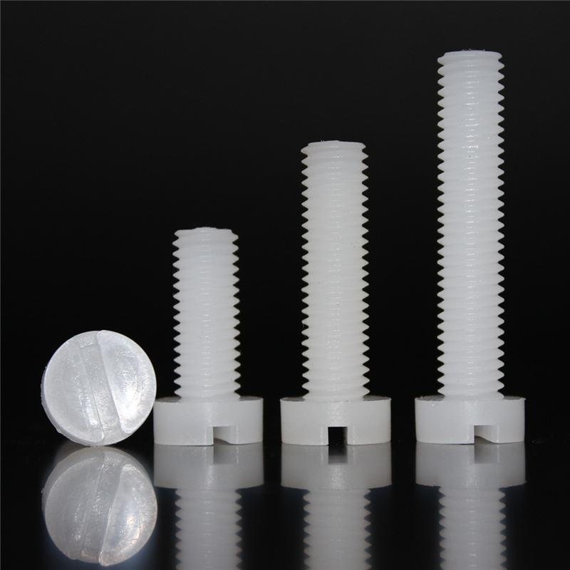 One-word cylindrical head PVDF screws M3-M8 corrosion-resistant plastic screws pvdf strong acid and alkali resistant plastic bolts