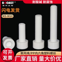 Hot sale PP hexagon socket head plastic screw M3-M10 corrosion resistant acid and alkali resistant pp inner hexagonal plastic screw