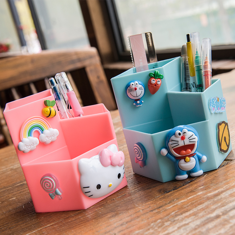 Cartoon pen holder cute girl heart creative fashion ins style children's stationery storage box desktop multi-function