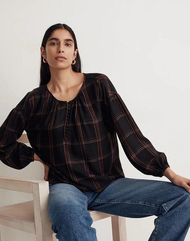 American M-D-W Plaid Casual Long-Sleeved Shirt Top, Large and Small Sizes 231206