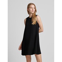 American sleeveless black temperament cotton and linen loose casual dress large size small size 250611