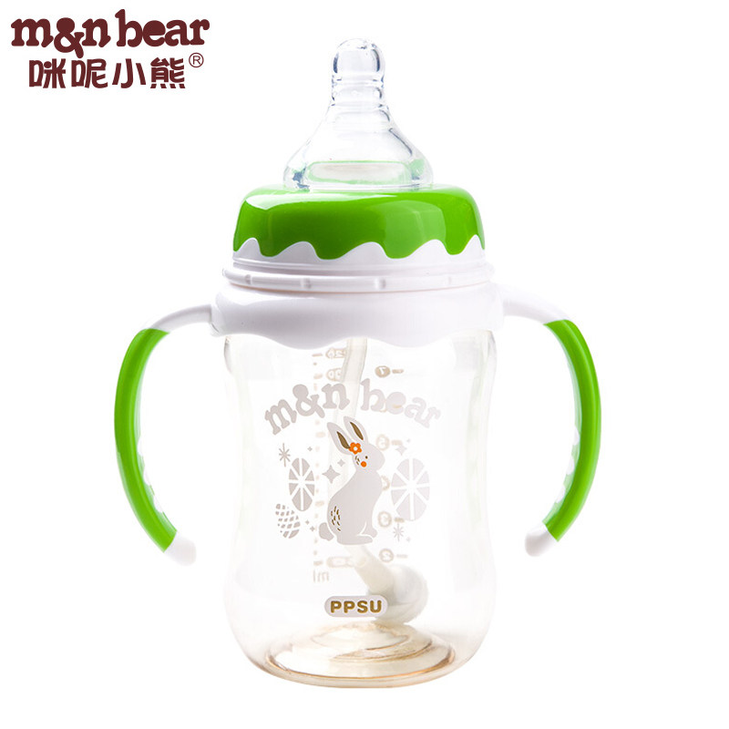 Mmy, baby Bear newborn baby PSUs bottle 220ml month wide calibre Handle straw baby M6832 arched