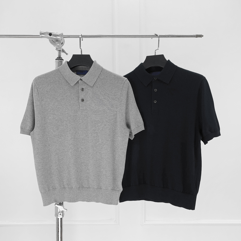 The Auralee 25 New Style Lapel Three-Button Pony Knit Embroidered Polo Shirt Short-Sleeve T-Shirt Old Money Style