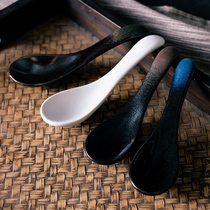 Japanese small spoon spoon ceramic spoon household spoon ceramic spoon rice spoon soup kiln tableware