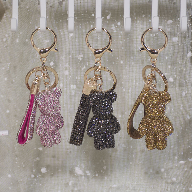Diamond-Encrusted Lanyard Violent Bear Keychain with Sparkling Diamonds, Cartoon Doll Birthday Gift, Women's Bag Pendant with Diamond Keychain