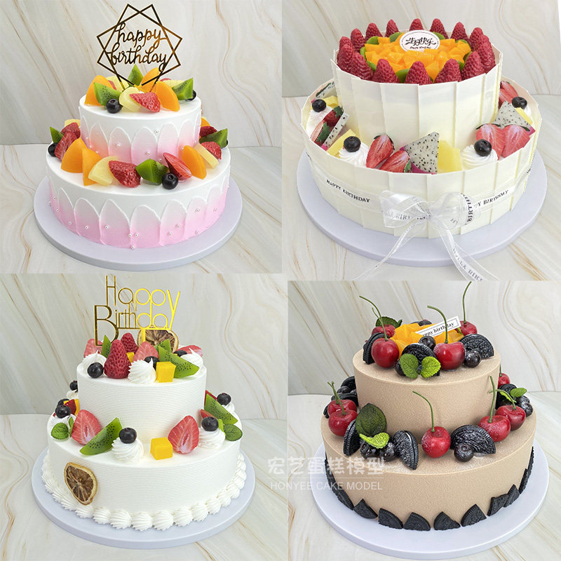 2022 new cake model net red creative two-layer double-layer European-style fruit simulation custom window display sample