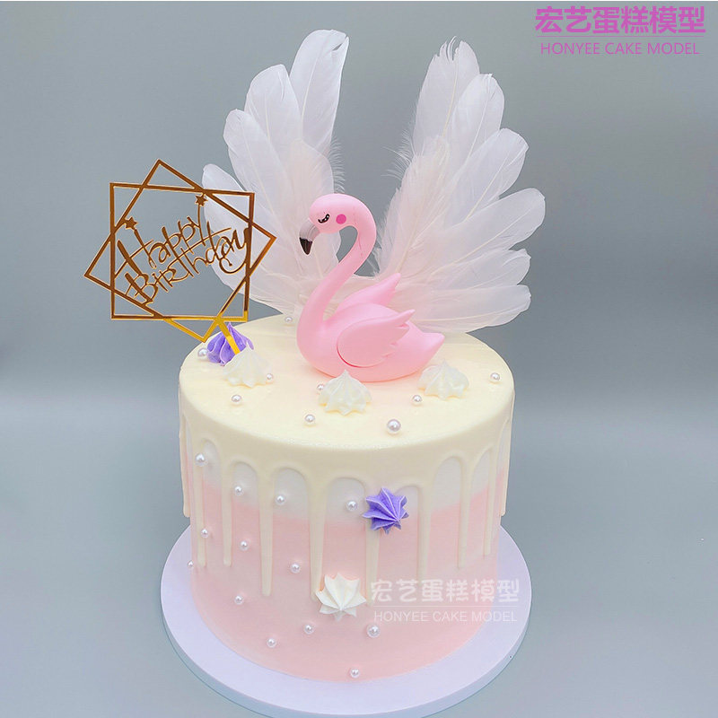 New Red Creative popular 8 inch flamingo cake model simulation custom window layout sample