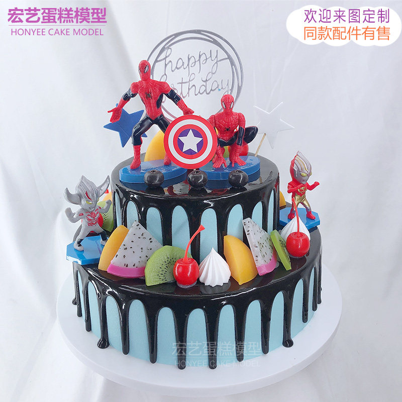 New internet red pop two-decker cartoon Spiderman cake model simulation of custom shop window samples