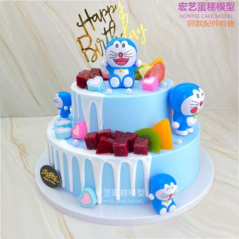 2022 New Internet Red Creative Cartoon Princess Biker Spider Man Bilayer Cake Model Simulation Exhibition Cabinet Sample
