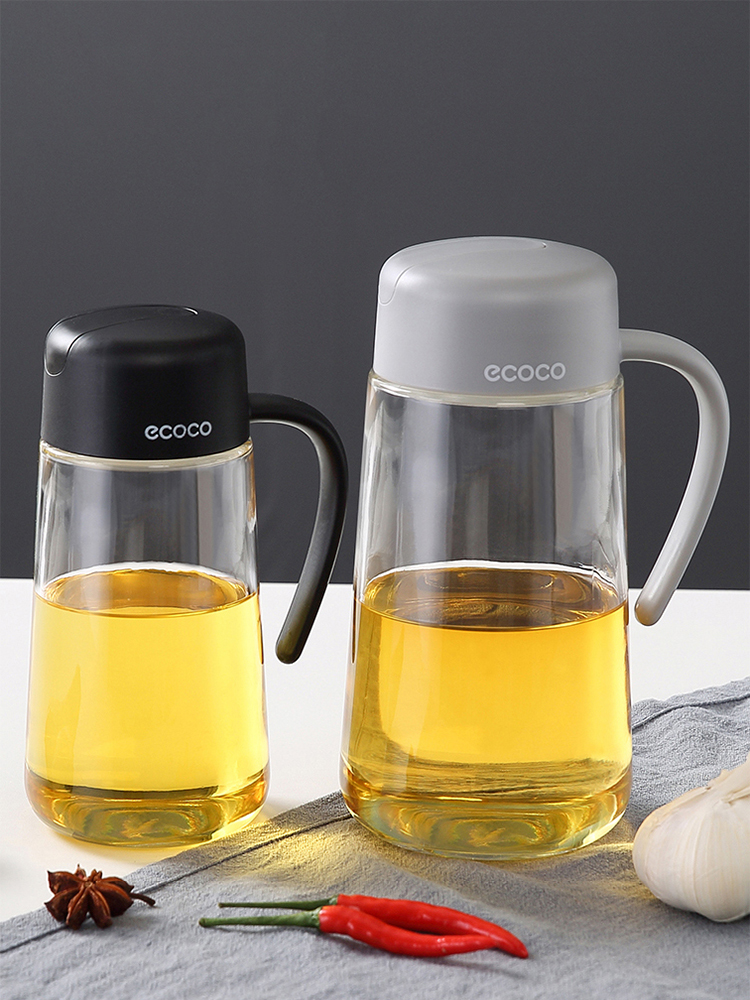 Automatic opening and closing oil pot Leak-proof glass oil bottle Oil tank Vinegar soy sauce bottle Kitchen supplies household large capacity oil bottle