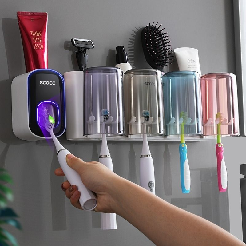 ecoco electric toothbrushing cup shelving without punching teeth-brushing cup wall-mounted family gargling cup shelf