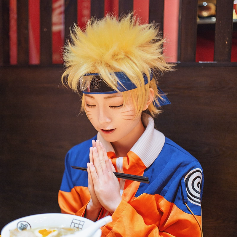 Naruto Uzumaki Naruto Lemon Yellow Full Headgear Naruto Cool Youth Sense Cos Tóc giả Nam Cosplay Universal - Cosplay