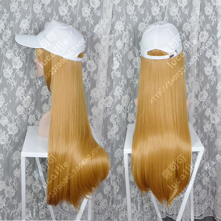 Làm việc tế bào tiểu cầu hai màu tùy chọn 70 cm tóc đuôi micro-khối lượng tóc thẳng hat cosplay tóc giả cosplay 2b
