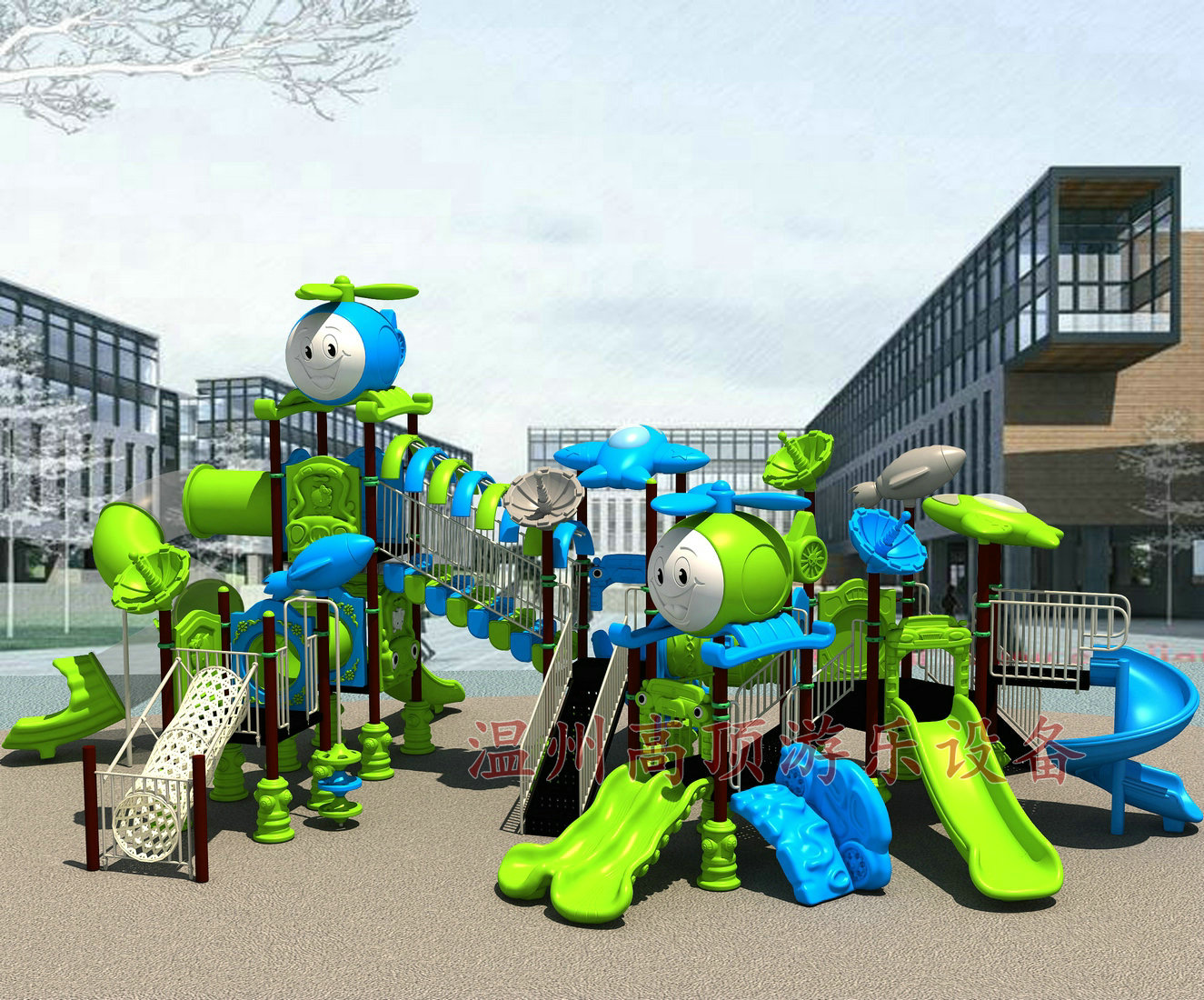 Kindergarten children's outdoor large slide combination Sample house Display center Community Outdoor square Entertainment and amusement equipment facilities