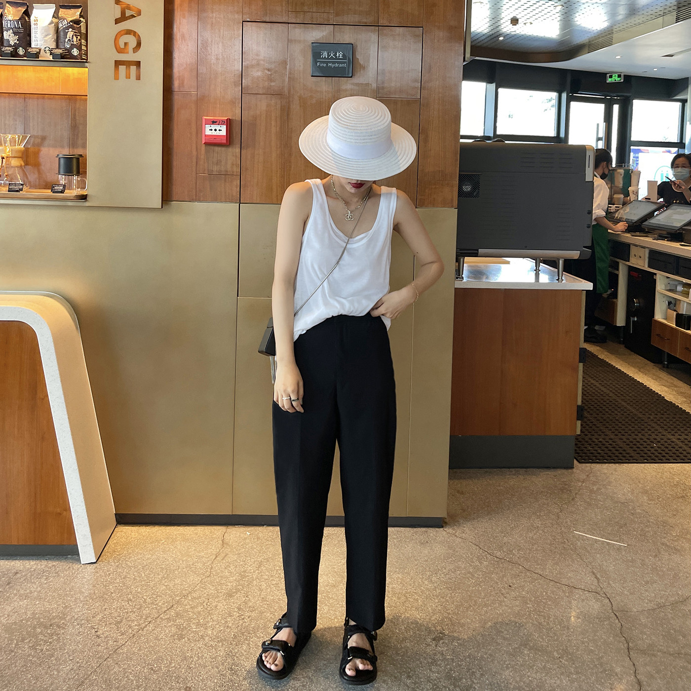 Self-contained fashionable nine-point trousers women's loose and casual all-match high-waisted thin tapered pants women