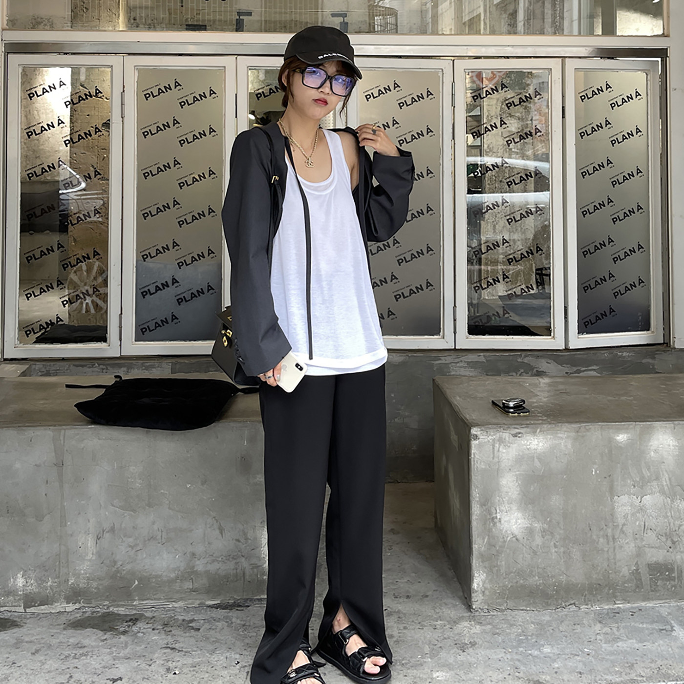 Lazy laziness yuppie slit pants high waist drooping loose casual all-match mopping pants women