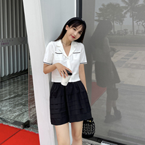 Delicate young girls small fragrant knit short sleeves Summer thin style v collar pink short blouses blouses woman slim