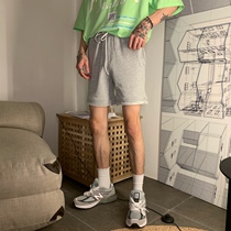 cuibuju summer new double layer cut hair edge woolen cotton straight drum shorts casual sports 50% mid pants tide