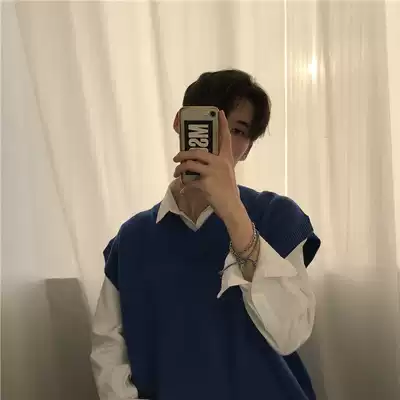 cuibuju Korean autumn and winter men's sleeveless vest sweater men's vest V neck knit vest men's top coat