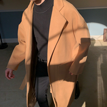 cuibuju 20aw Winter Joker Couple Jacket Korean Simple Solid Color Thick Long Coat Men