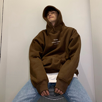 Cui Layout Day Ensemble with Hat Weak Cavet Thickened Pure Color Sweater Male Loose Tide Winter Baidu Coat Blouse