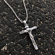 cuibuju 20ss Christian Jesus Cross Titanium steel necklace Korean version mens pendant trend accessories