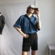 Cuibuju / 18ss Áo thun cổ điển Hàn Quốc mùa hè Áo ngắn tay màu sắc rắn r tính Áo phông nam hàng hiệu