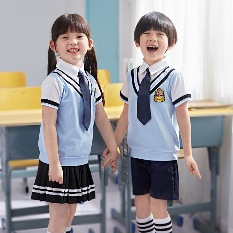 Kindergarten Garden Clothes Elementary School Children Summer Clothes School Uniforms Children Pure Cotton Short Sleeve Class Clothing Customised Yinglun Wind Spring Autumn Clothing Suit-Taobao