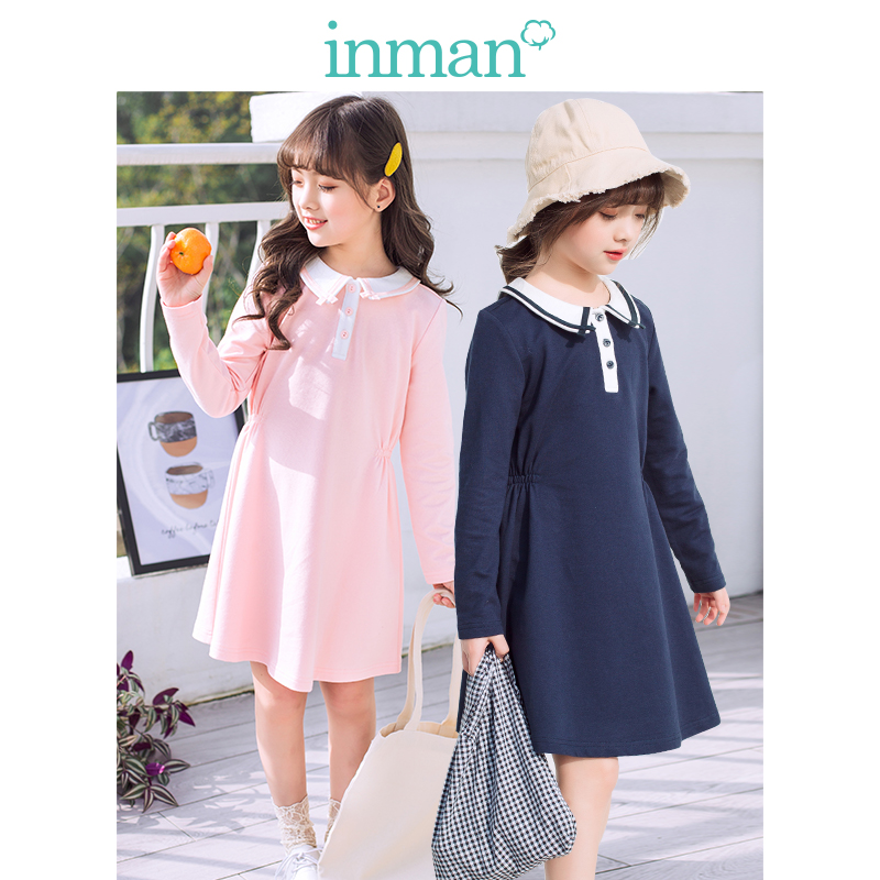 Girl Pure Cotton Long Sleeve Ocean Dress Spring Autumn Children Dress CUHK Child Han Version 100 Ride Princess Dress Skirt