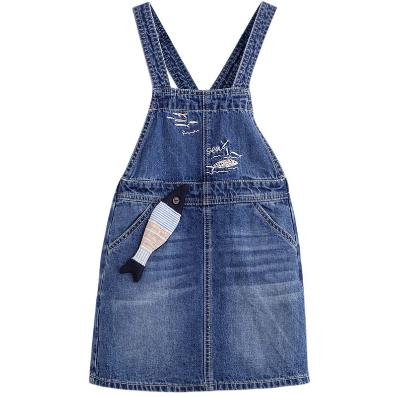 Inman trẻ em mùa hè cô gái New Rửa Sling váy Big Kids Denim váy trẻ em Air váy Girls