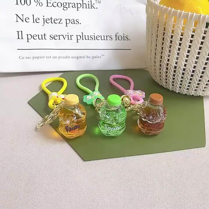 Cartoon Bubble Boba Milk Tea Keychain Cute Liquid Filled Keychains