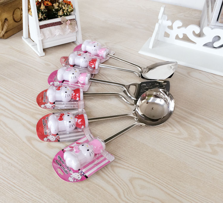 Sáng tạo dễ thương nhà hoạt hình nhà bếp bằng thép không gỉ xẻng đầy đủ thìa thìa chiên dụng cụ nhà bếp dụng cụ nấu ăn - Phòng bếp bộ dao làm bếp
