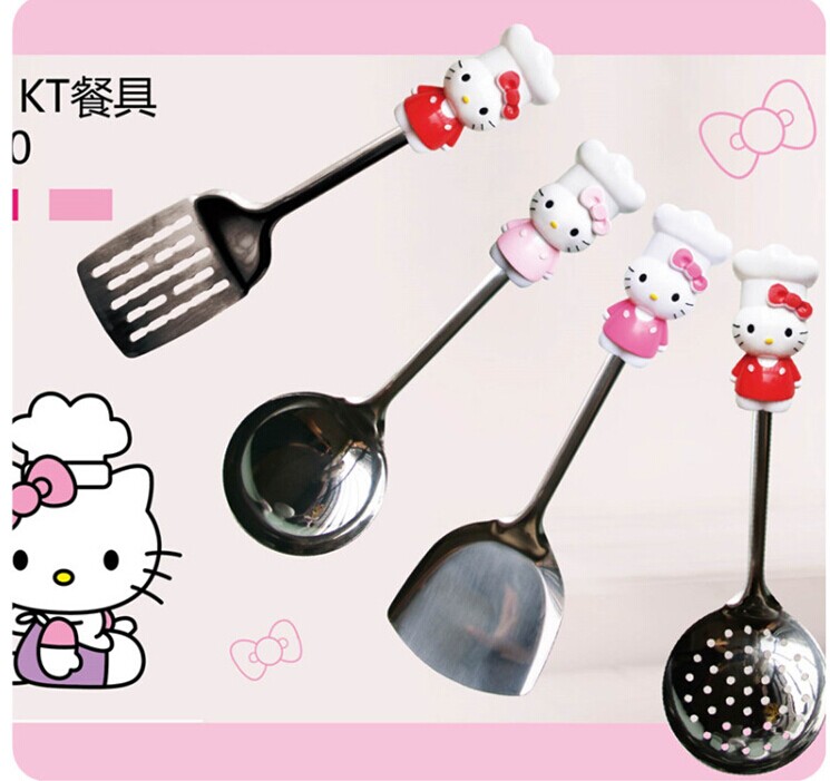 Sáng tạo dễ thương nhà hoạt hình nhà bếp bằng thép không gỉ xẻng đầy đủ thìa thìa chiên dụng cụ nhà bếp dụng cụ nấu ăn - Phòng bếp bộ dao làm bếp
